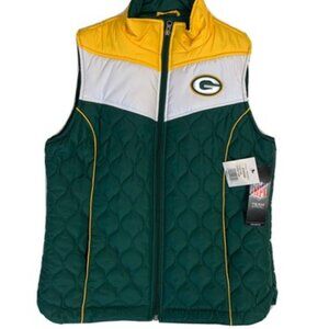 Green Bay Packers NFL Team Apparel Women’s Quilted Full Zip Vest SZ Small NWT